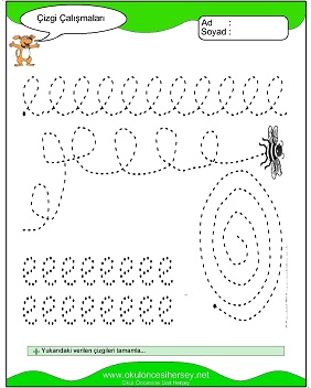okul öncesi çizgi çalışma sayfaları